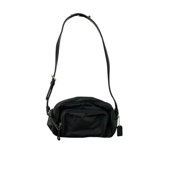 Coach Black Crossbody Bag Leather Adjustable Strap Zipper Compartments Y2K - Picture 3 of 13